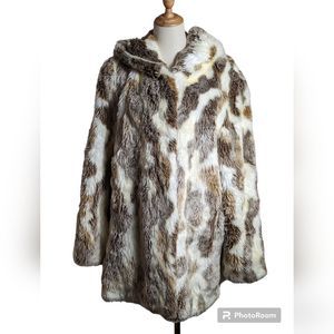 East 5th Hooded White Faux Fur Coat